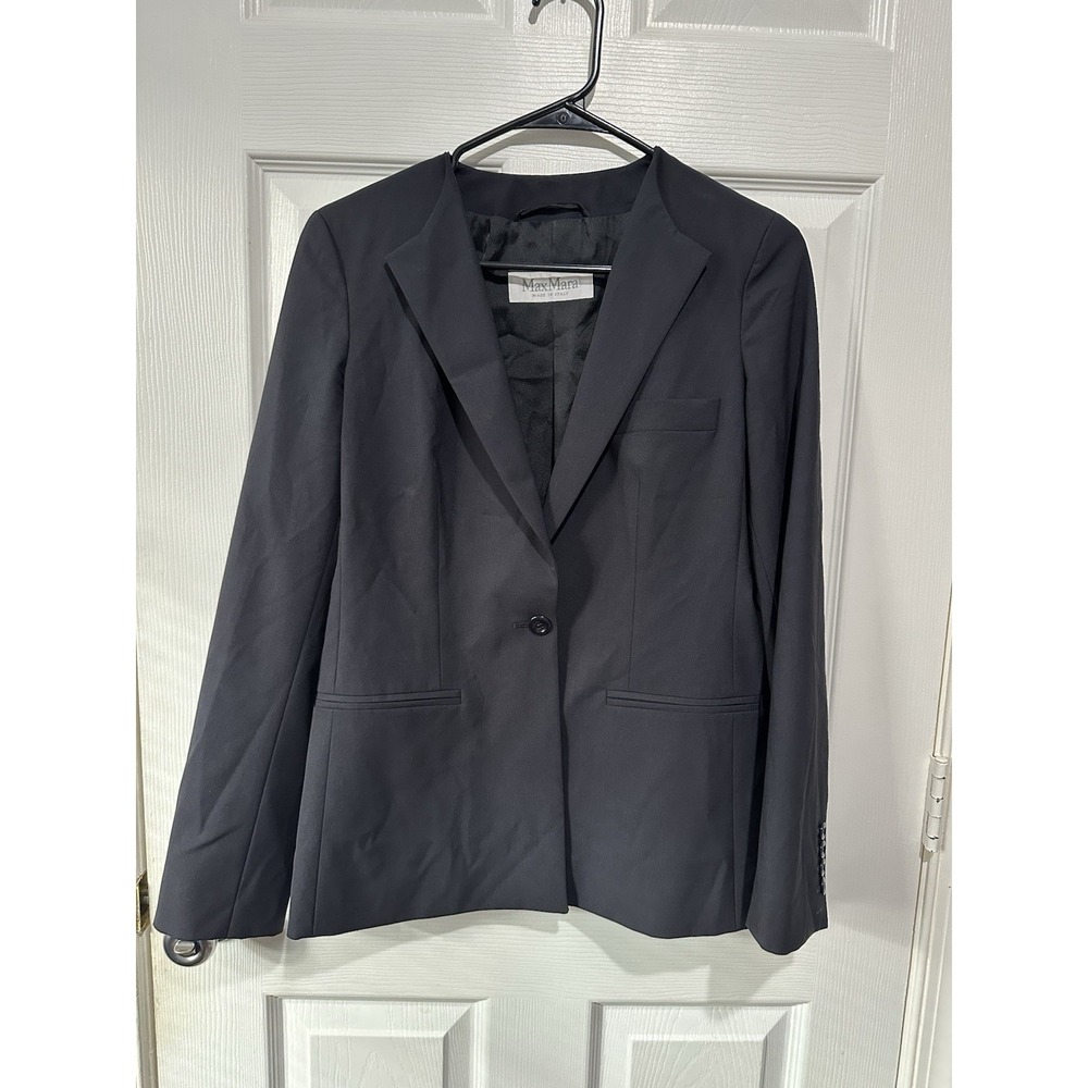 Single-breasted stretch wool blazer - Black Size 4